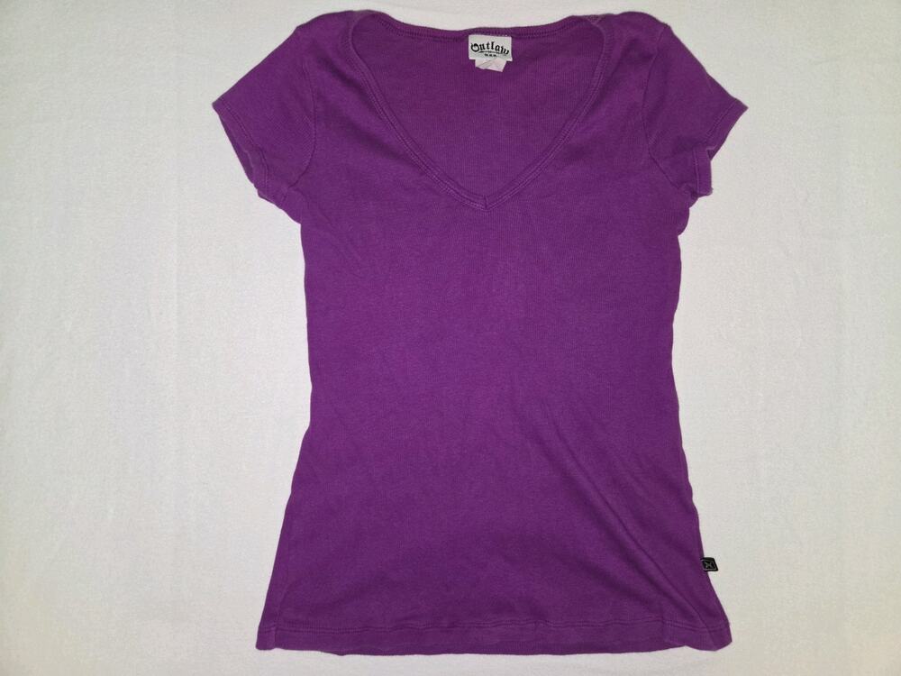 Outlaw Y2K Purple Babydoll Tee Size SM Women's Short Sleeve V Neck